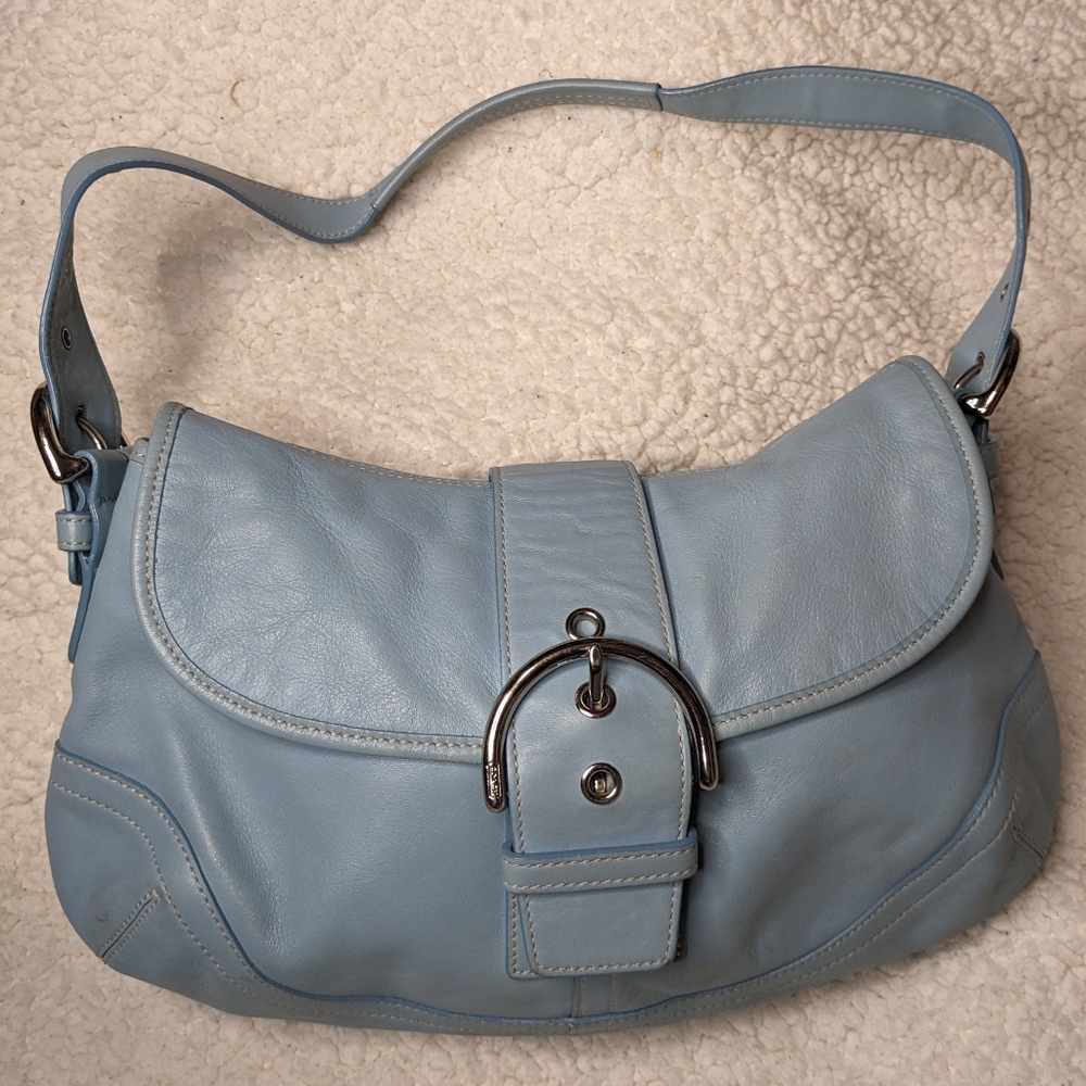 Coach Baby Blue Leather Soho/Shoulder Bag/Purse W/Adjustable Strap- VGUC!